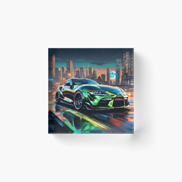 Aperçu de l'œuvre Conception d'illustration verte Toyota Supra Flic Flac moderne créée et vendue par Salimgor Hangaround Music.