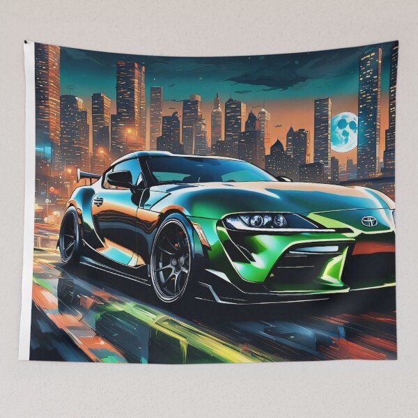 Item preview, Modern Toyota Supra Flic Flac Green Illustration Design designed and sold by Salimgor Hangaround Music.