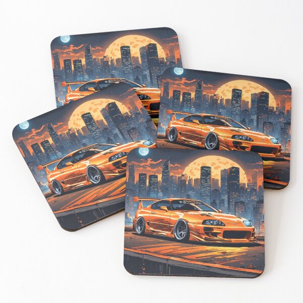 Artikelvorschau, Klasischer Kult Toyota Supra Orange 2 Illustration Design entworfen und verkauft von Salimgor Hangaround Music.