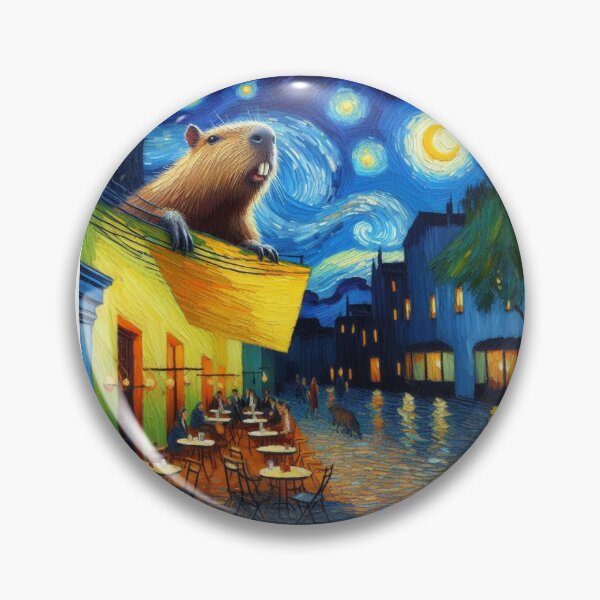 Item preview, Capybara ft. Van Gogh-Cafe Terrace at Night3 designed and sold by Capybara Art Lover.