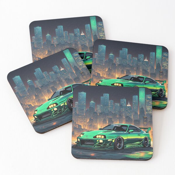Artikelvorschau, Klassischer Kult Toyota Supra Grün Illustration Design entworfen und verkauft von Salimgor Hangaround Music.