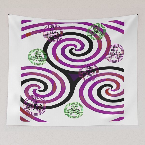 Item preview, Modern Celtic Plum and Green Triple Spiral Pattern designed and sold by GrimalkinStudio.