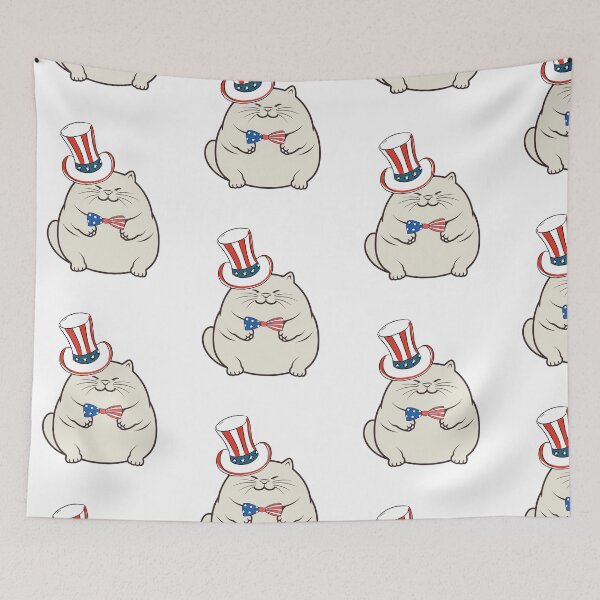 Item preview, Cute fat cat is wearing an Uncle Sam hat designed and sold by Pet Station.
