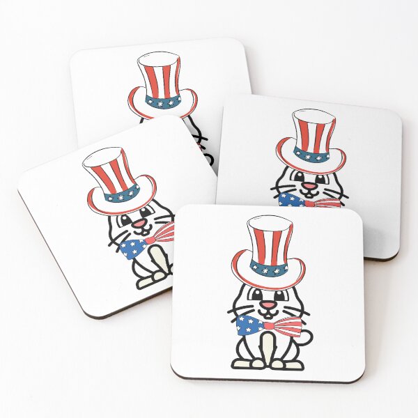 Item preview, Cute white rabbit is wearing an Uncle Sam hat designed and sold by Pet Station.