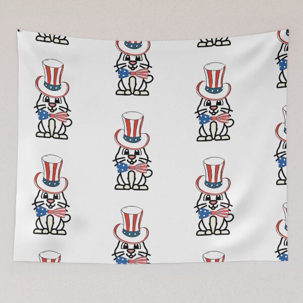 Item preview, Cute white rabbit is wearing an Uncle Sam hat designed and sold by Pet Station.