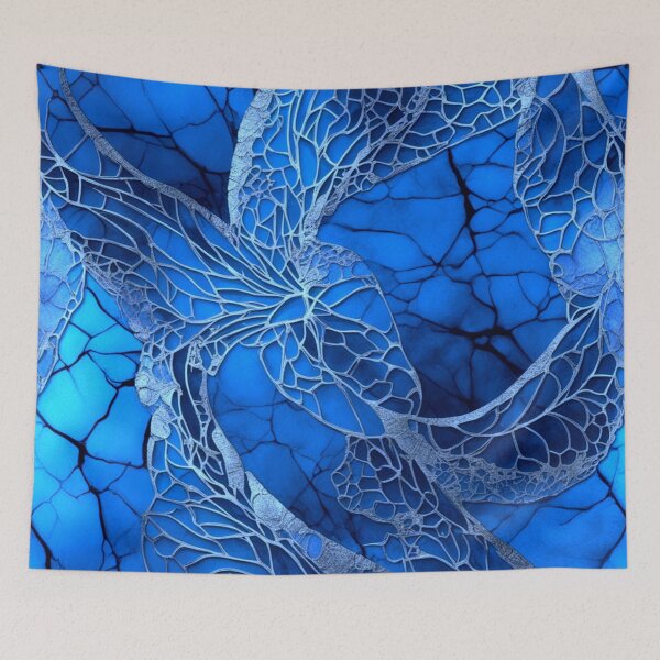 Item preview, Silver Butterfly Wings On  A Cracked Blue Wall Background designed and sold by Sonja818.