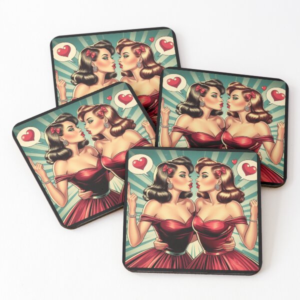 Item preview, Vintage Lesbian Couple Falling in Love designed and sold by LesbianLoveShop.