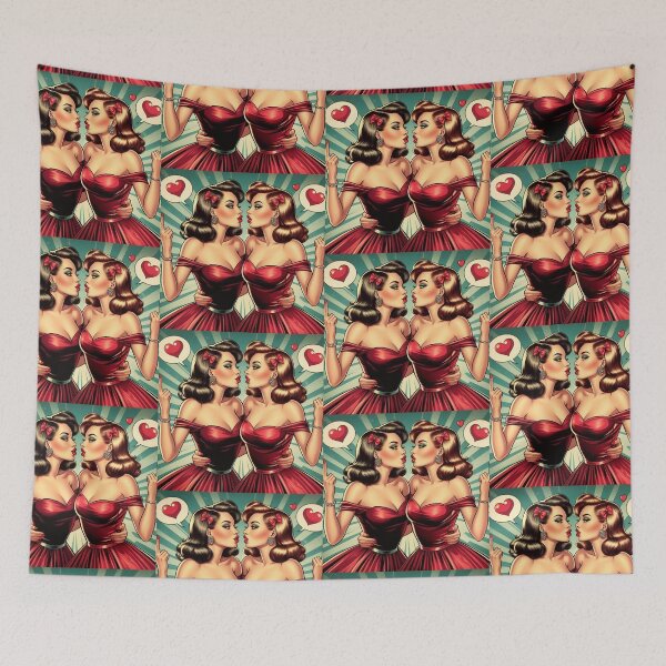 Item preview, Vintage Lesbian Couple Falling in Love designed and sold by LesbianLoveShop.