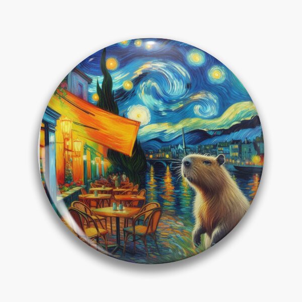 Item preview, Capybara ft. Van Gogh-Cafe Terrace at Night7 designed and sold by Capybara Art Lover.