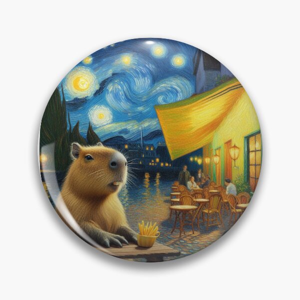 Item preview, Capybara ft. Van Gogh-Cafe Terrace at Night8 designed and sold by Capybara Art Lover.