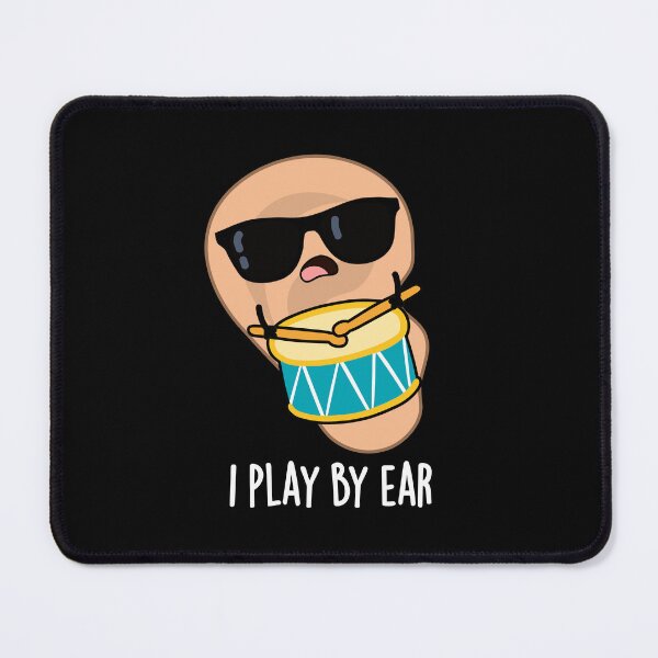Item preview, I Play By Ear Funny Drummer Pun (Dark BG) designed and sold by punnybone.