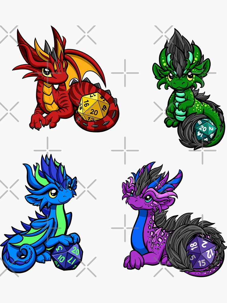 "Dice Dragon Sticker Pack 2" Sticker for Sale by Dragons and Beasties