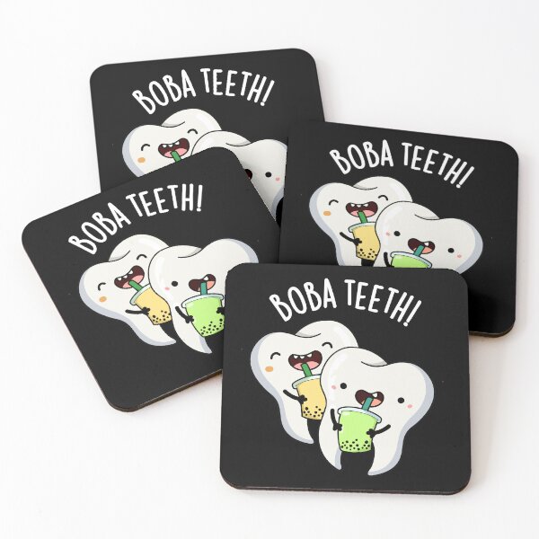 Item preview, Boba Teeth Funny Boba Tea Pun (Dark BG) designed and sold by punnybone.