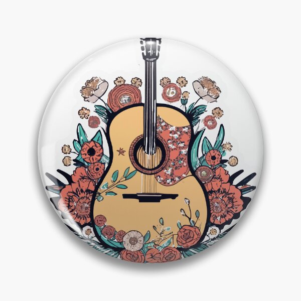 Item preview, Bohemian Acoustic Guitar and Blooming Flowers Design designed and sold by NiftyWrx.