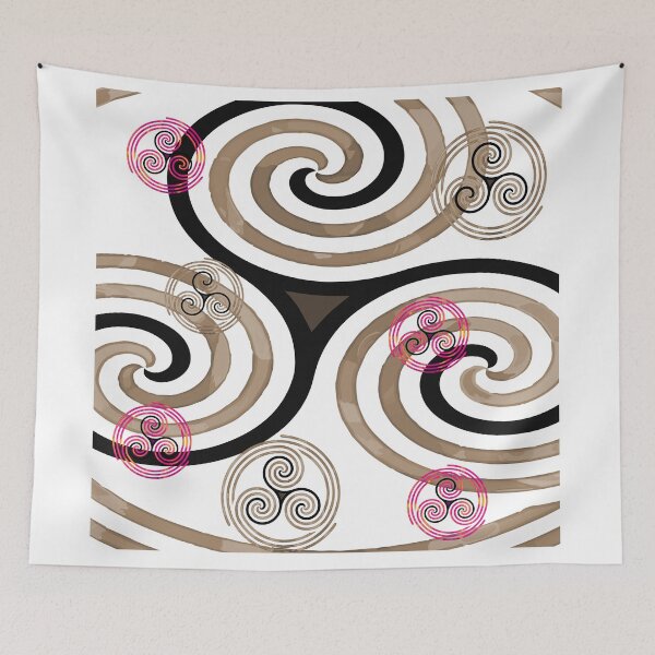 Item preview, Modern Celtic Triple Spiral Pink Brown Pattern  designed and sold by GrimalkinStudio.