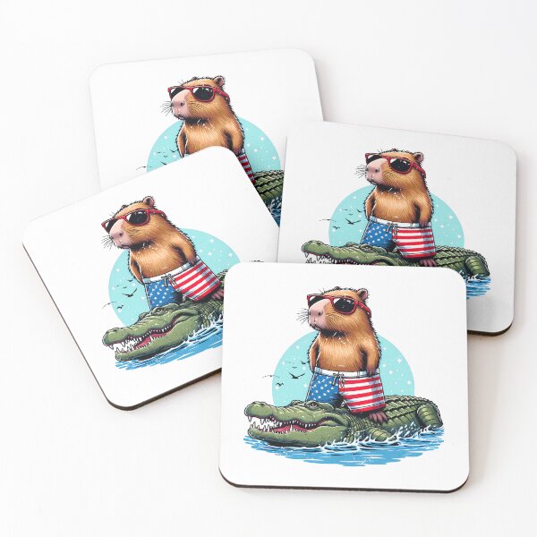 Item preview,  Capybara Riding Alligator Funny Retro American Capybaras Lover gift designed and sold by JUSTBEELEGANT.