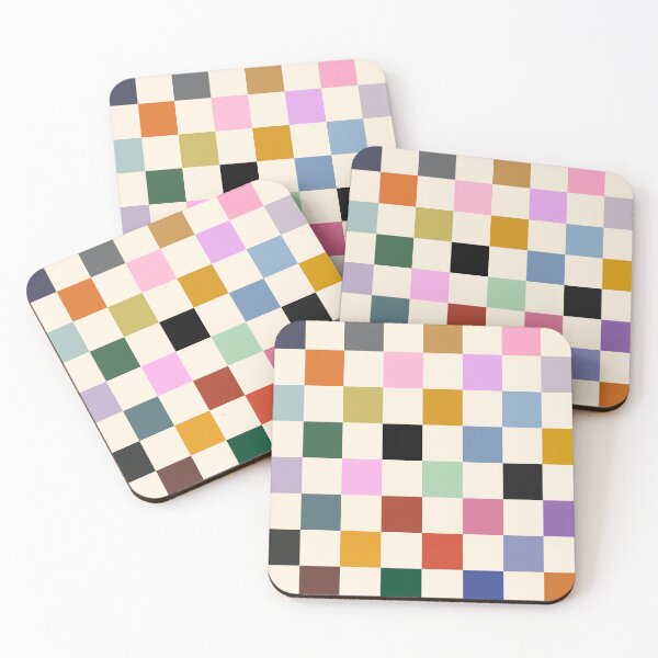 Item preview, Multi Colour on Cream Checkerboard Grid designed and sold by OneThreeSix.