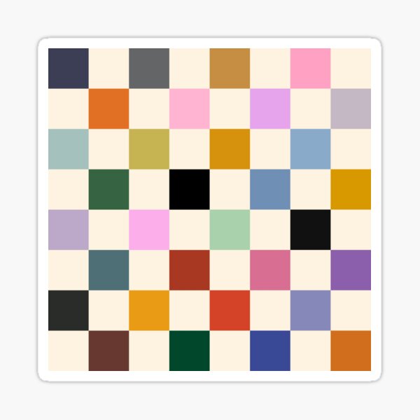 Multi Colour on Cream Checkerboard Grid Sticker