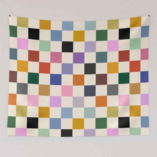 Item preview, Multi Colour on Cream Checkerboard Grid designed and sold by OneThreeSix.
