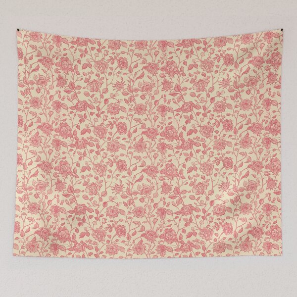 Item preview, William Morris Pink & Rose Inspired Wallpaper Pattern designed and sold by Alfredus.
