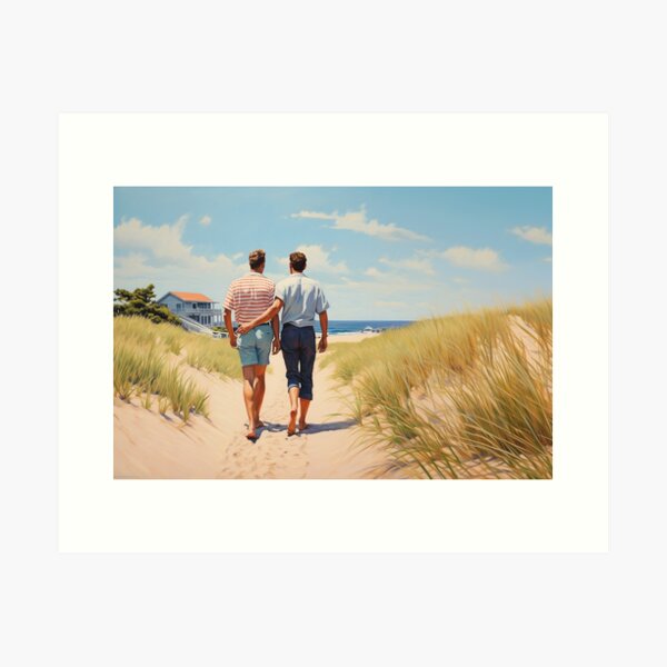 Sunny Stroll By The Beach Art Print