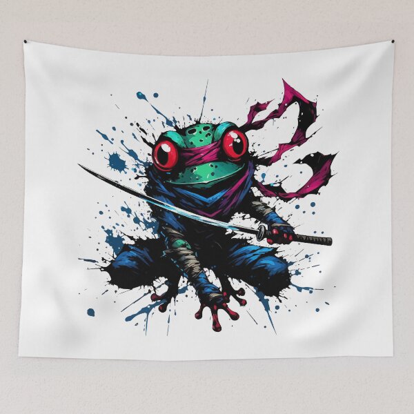 Item preview, Cool Ninja Samurai Frog Ink Splash Anime Art designed and sold by TomFrontierArt.