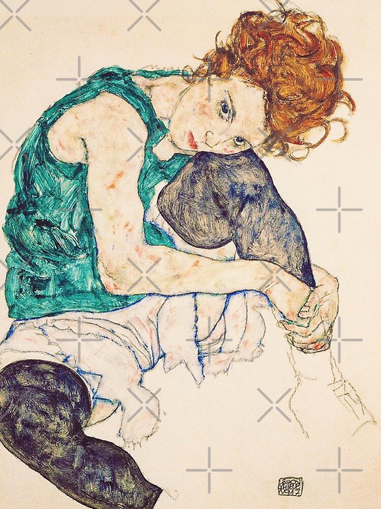 Discover HD Seated Woman With Legs Drawn Up , by Egon Schiele - HIGH DEFINITION Iphone Case