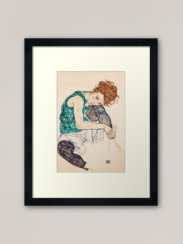 Alternate view of HD Seated Woman With Legs Drawn Up , by Egon Schiele - HIGH DEFINITION Framed Art Print