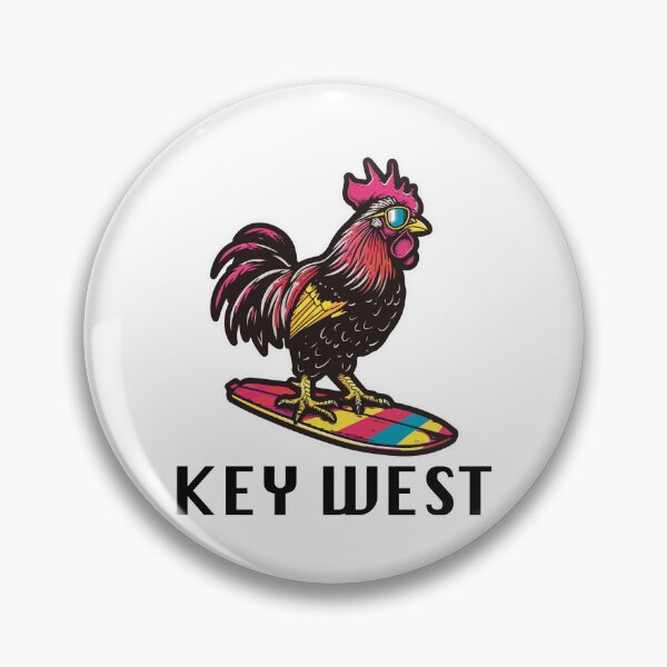 Item preview, Key West Florida - Surfing Rooster (with Black Lettering) designed and sold by VelvetRoom.