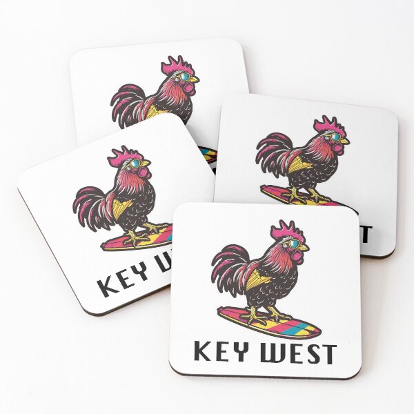 Item preview, Key West Florida - Surfing Rooster (with Black Lettering) designed and sold by VelvetRoom.