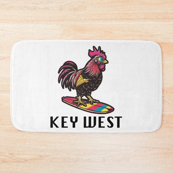 Item preview, Key West Florida - Surfing Rooster (with Black Lettering) designed and sold by VelvetRoom.