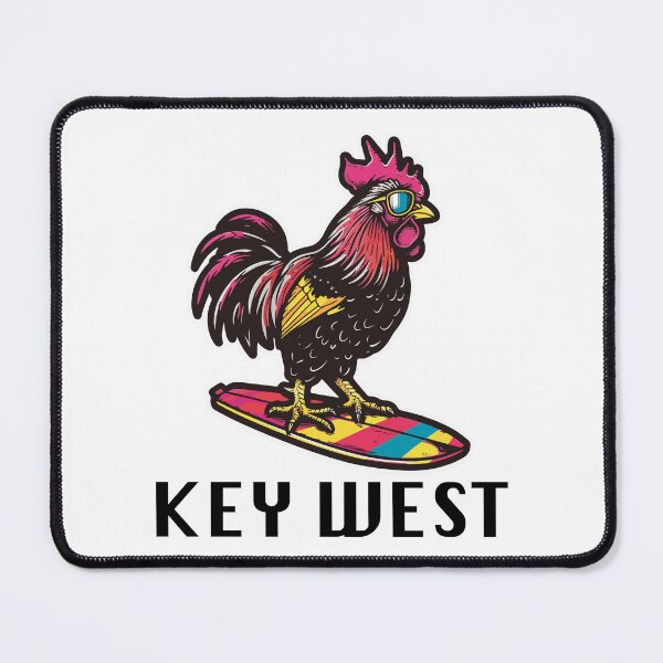 Item preview, Key West Florida - Surfing Rooster (with Black Lettering) designed and sold by VelvetRoom.