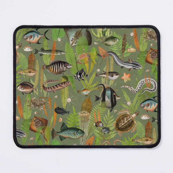 Item preview, Aqua Eden on sage green faux linen texture designed and sold by Delinda Graphic Studio.