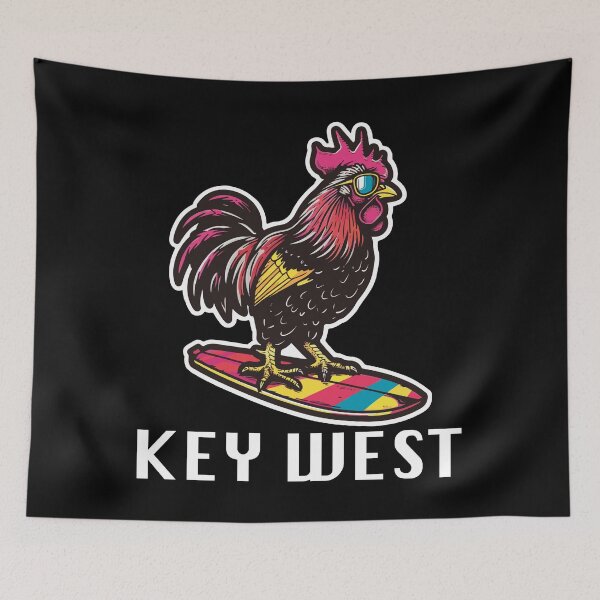 Item preview, Key West Florida - Surfing Rooster (with White Lettering) designed and sold by VelvetRoom.