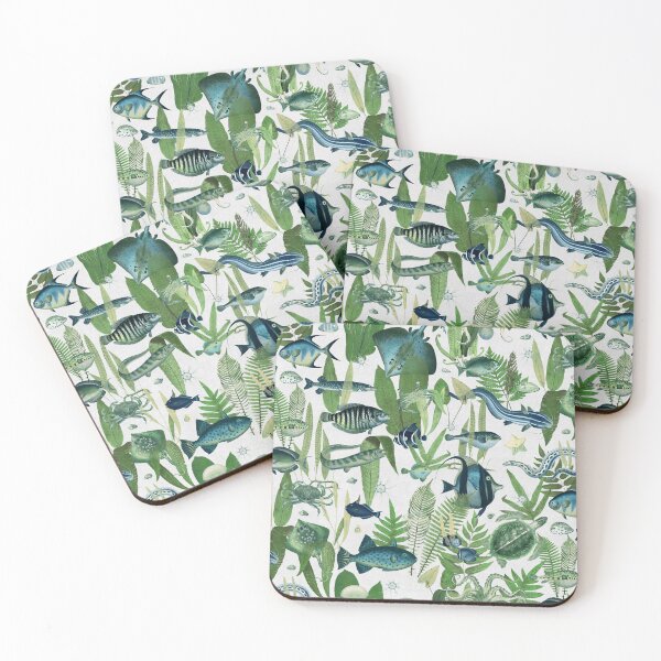 Item preview, Aqua Eden on green blue stone white faux linen texture designed and sold by Delinda Graphic Studio.