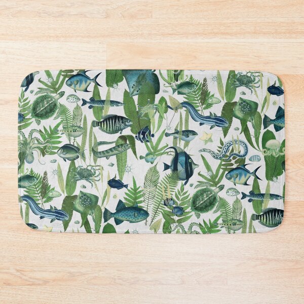 Item preview, Aqua Eden on green blue stone white faux linen texture designed and sold by Delinda Graphic Studio.