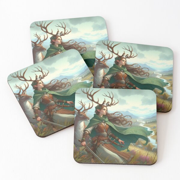 Item preview, Druid woman with Deer Antlers Mythical Style Fantasy Elf Girl Nordic Mythology RPG designed and sold by Cr320.