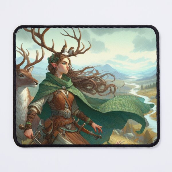 Item preview, Druid woman with Deer Antlers Mythical Style Fantasy Elf Girl Nordic Mythology RPG designed and sold by Cr320.
