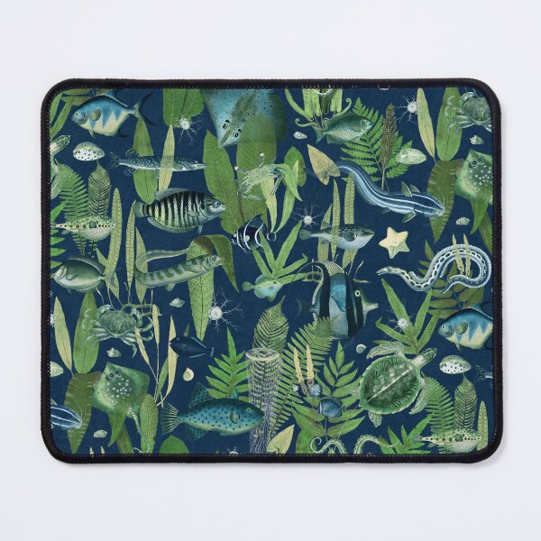 Item preview, Aqua Eden on green navy blue faux linen texture designed and sold by Delinda Graphic Studio.