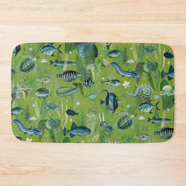Item preview, Aqua Eden on applple green blue faux linen texture designed and sold by Delinda Graphic Studio.