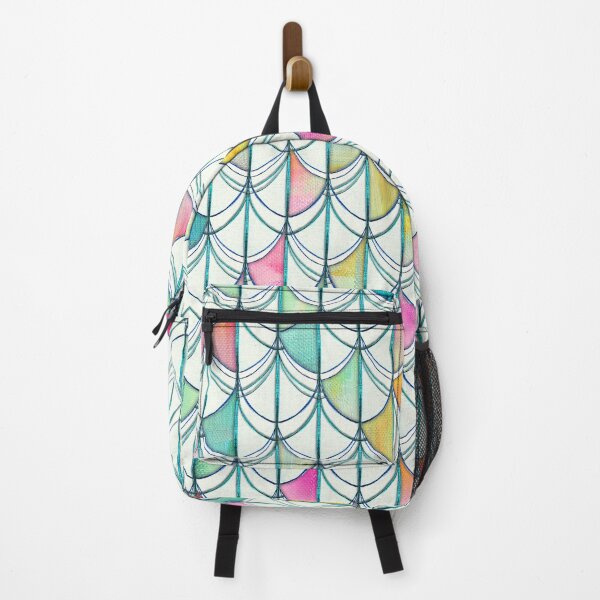 Item preview, Pencil & Paint Fish Scale Cutout Pattern - white, teal, yellow & pink designed and sold by micklyn.