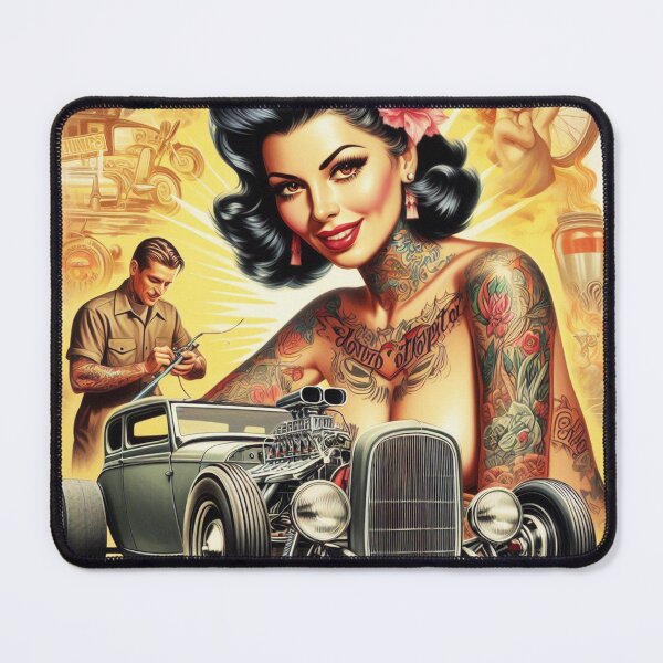 Item preview, Racing Tattoo Pin-up designed and sold by PulpVintage.
