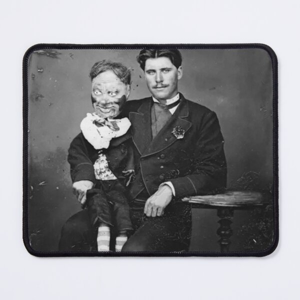 Item preview, Vintage creepy photo of a Ventriloquist and his weird dummy designed and sold by Vintage Designs +.