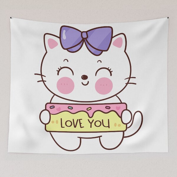 Item preview, Valentine cat cute cartoon kitten playing series love festival kawaii designed and sold by Faissal Thomass.