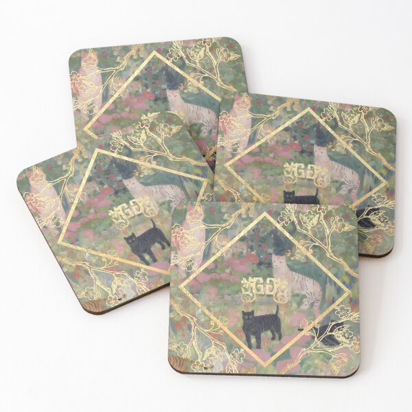 Item preview, GreenGreen Baunnie Clover Collection Grandma's Weird Cats Coaster01 designed and sold by baunnie.