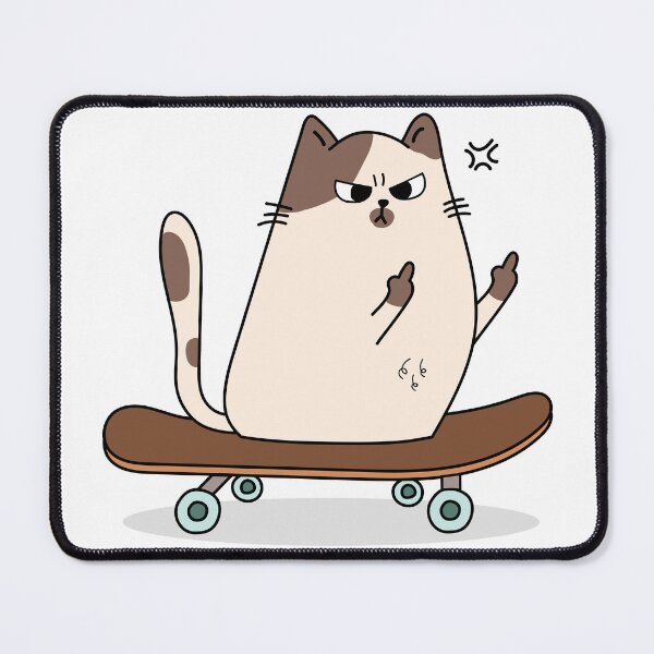 Item preview, fluff you angry grumpy cat showing fuck you symbol on the skateboard designed and sold by Faissal Thomass.