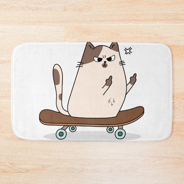 Item preview, fluff you angry grumpy cat showing fuck you symbol on the skateboard designed and sold by Faissal Thomass.