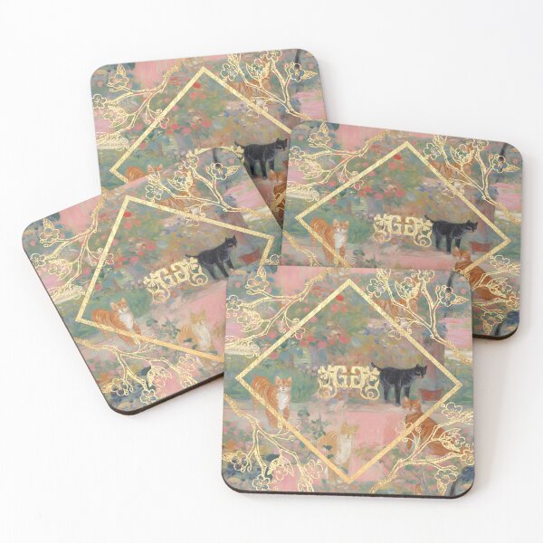 Item preview, GreenGreen Baunnie Clover Collection Grandma's Weird Cats Coaster02 designed and sold by baunnie.