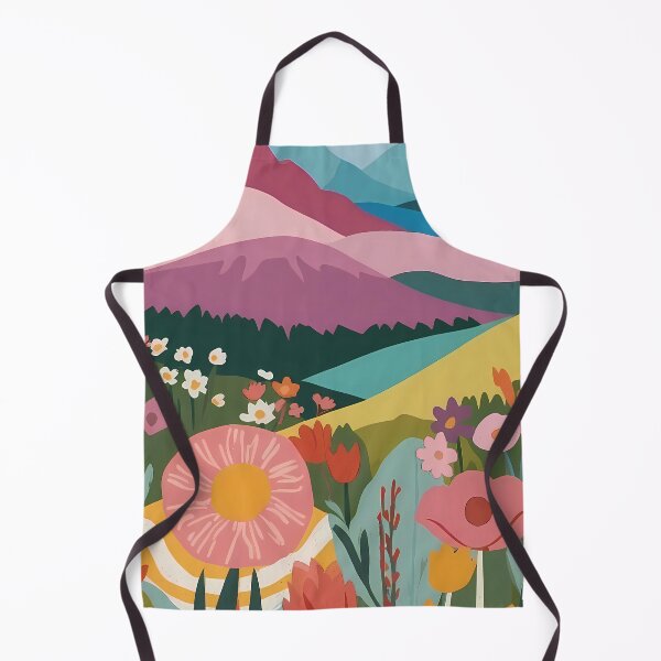Item preview, Vibrant spring flower field with mountains designed and sold by VintageFlow.