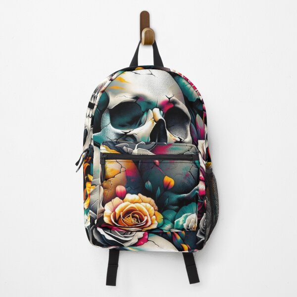 Item preview, Skulls and Summer Flowers Print Pattern designed and sold by PinUpPizzazz.